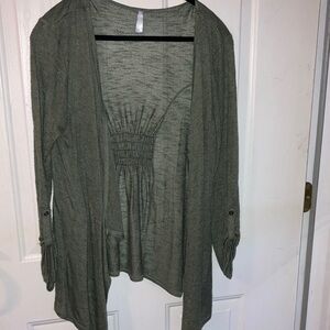 Vanity Olive Green Open-Front Cardigan